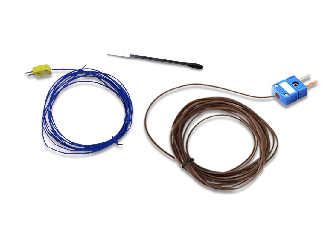 Three temperature sensors, T-type thermocouple, K-type thermocouple, and thermal resistance