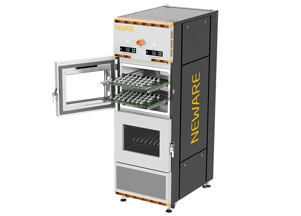 NEWARE MHW-100-2-160CH Dual-Temperature Zones battery tester  each chamber can accommodate two layers of 40 batteries tray slots (customizable), providing 160 testing channels