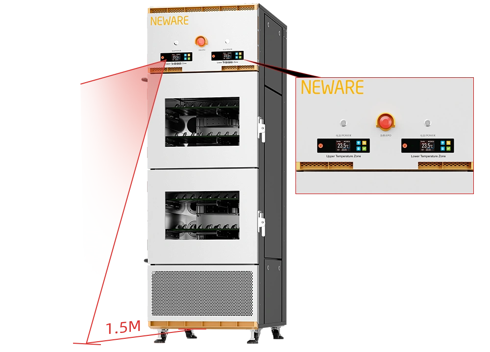 NEWARE MHW-100-2-160CH Dual-Temperature Zones battery tester features a touch LCD screen design and human body sensing